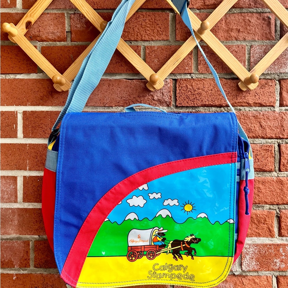 Vintage Colour-block Calgary Stampede Side Satchel Bag - Kids Messenger Bag